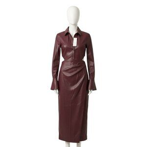 Jonathan Simkhai Mara Draped Vegan Leather Midi Dress NWT